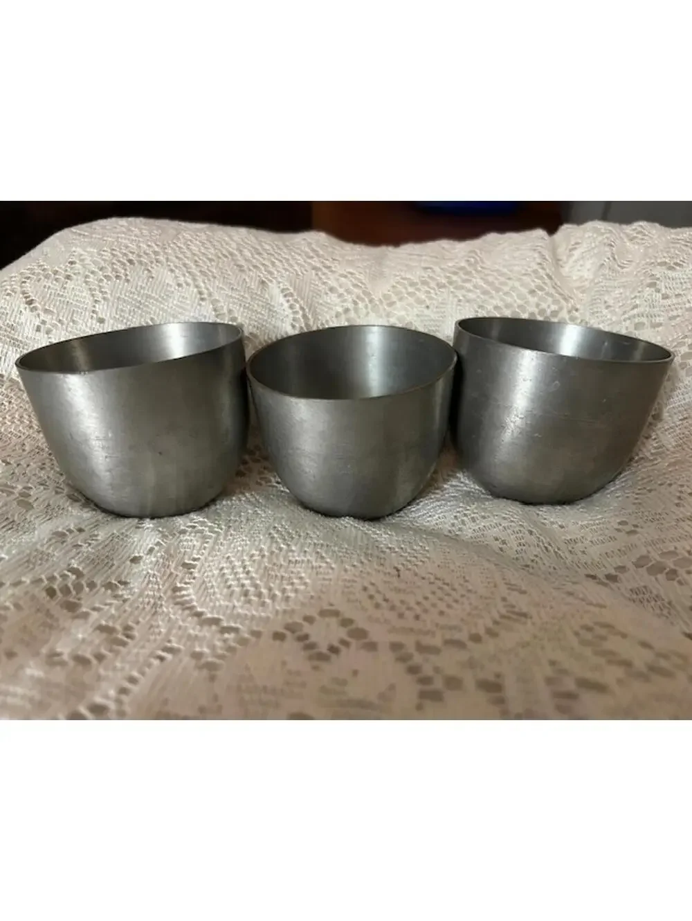 Set of 3 Vintage Metal Cups Mini Bowls